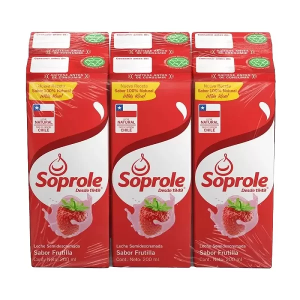 LECHE soprole frutilla 200cc x6